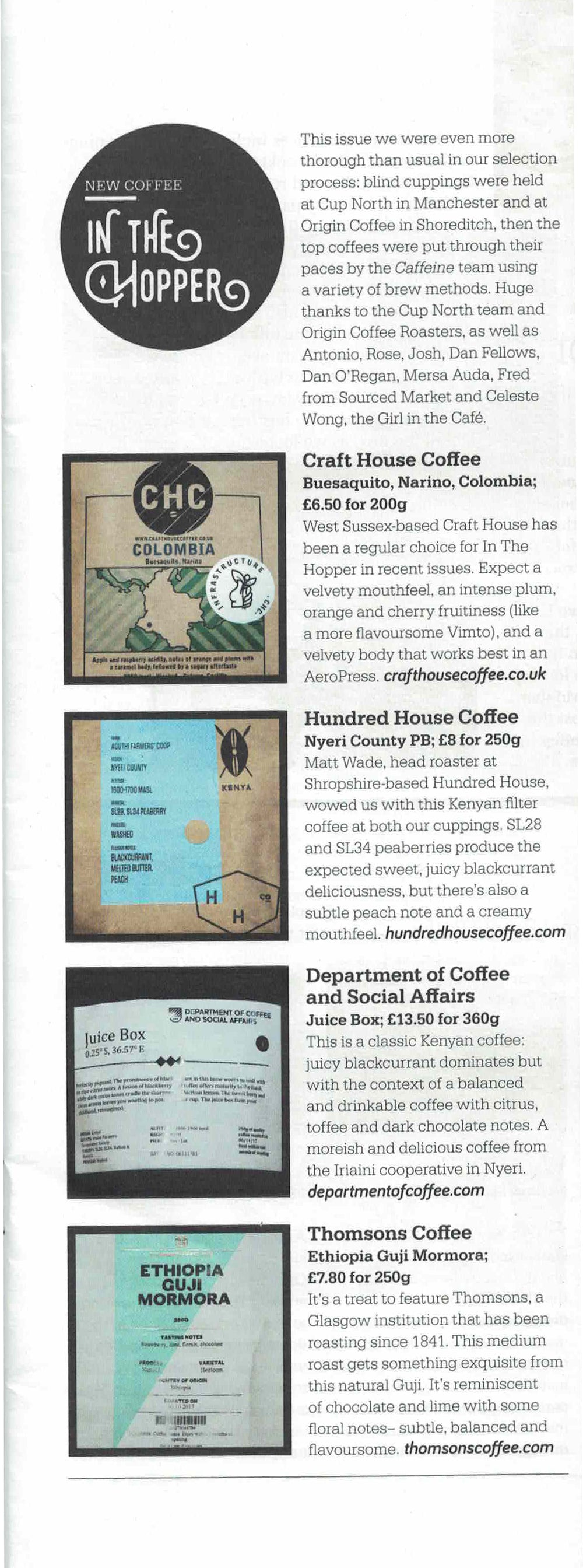 Caffeine Magazine, Issue 30, In the Hopper