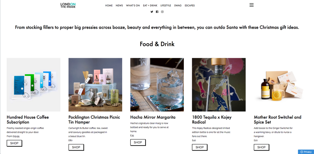London on the Inside, Christmas Gift Guide, Online, 2019