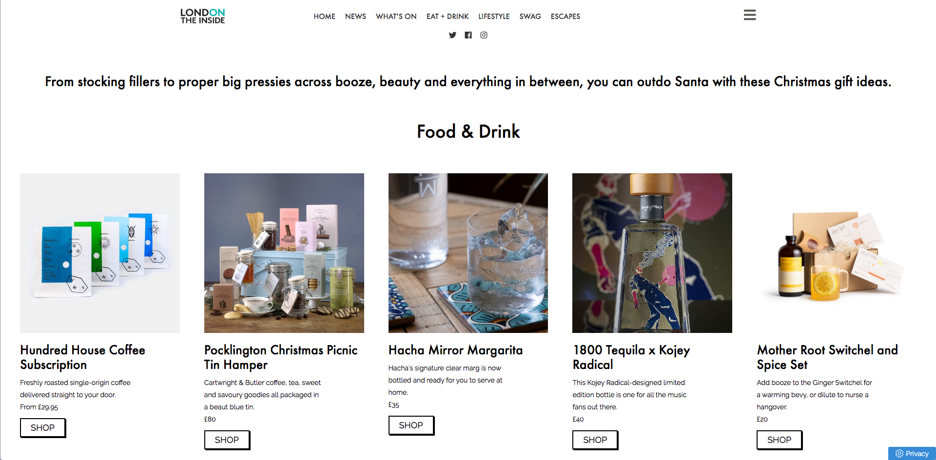London on the Inside, Christmas Gift Guide, Online, 2019