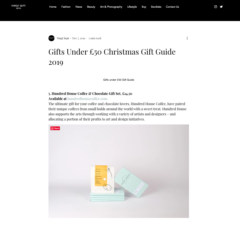 Vingt Sept, Christmas Guide, Online, 2019